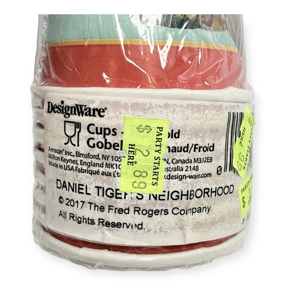 NOS Daniel Tiger's Neighborhood Party 8 oz Cups 8pk 2017 Discontinued PBS Kids